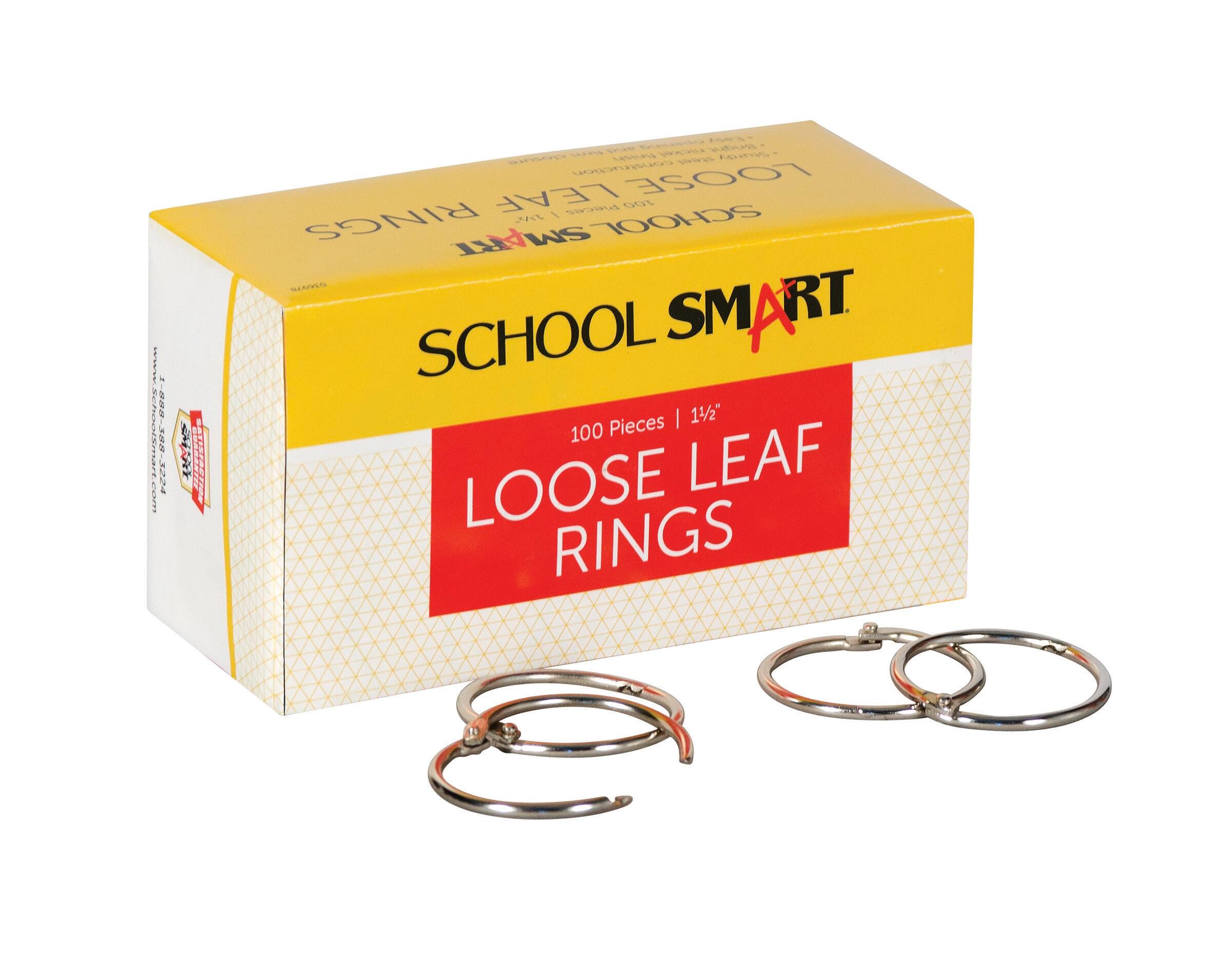 School Smart Loose Leaf Rings, 1-1/2 Inches, Nickel Plated Steel, Pack of 100 036978